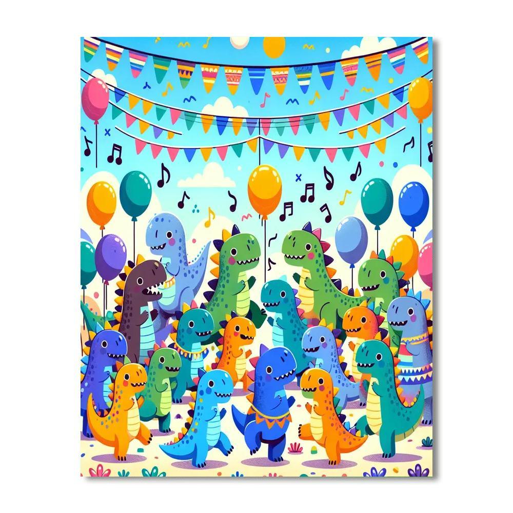 Silly Dinosaur Dance Party Number Painting
