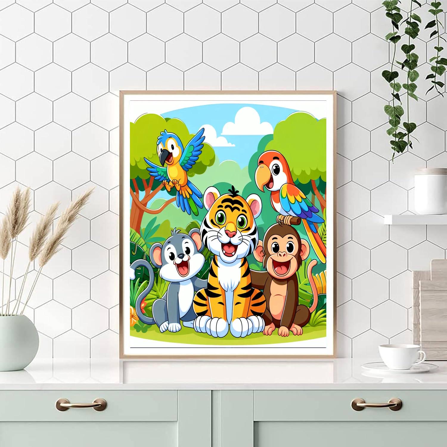 Friendly Jungle Jamboree Number Painting