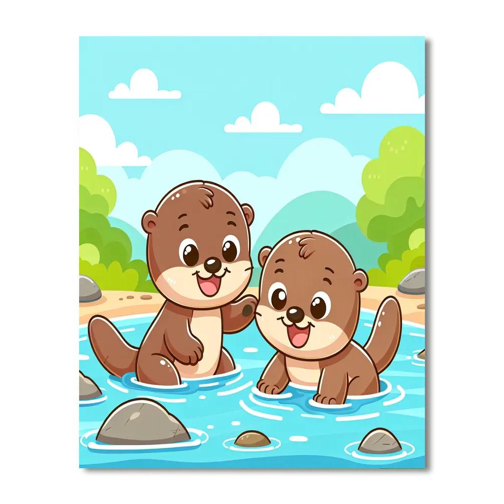 Cheerful Otter River Fun Numbered Painting Kits