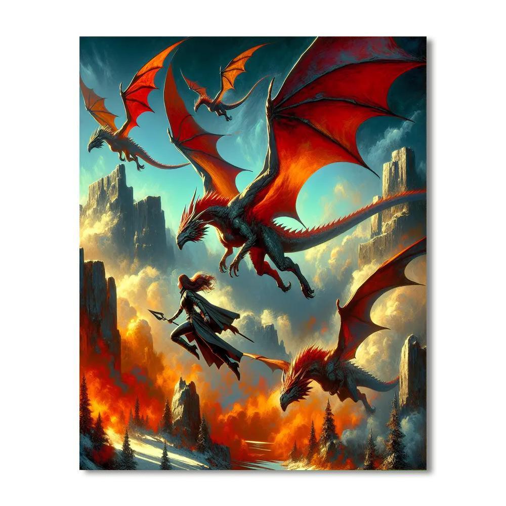 Fantasy Dragon Rider Numbered Painting Kits