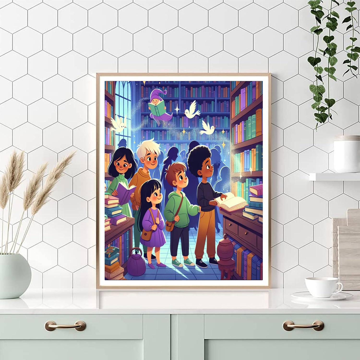 Enchanted Bookstore Adventure Painting Number Kit