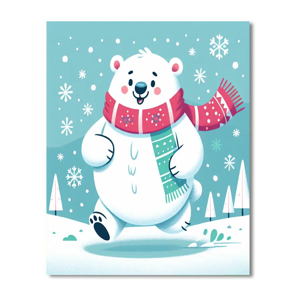 Cheery Polar Bear Painting Number Kit