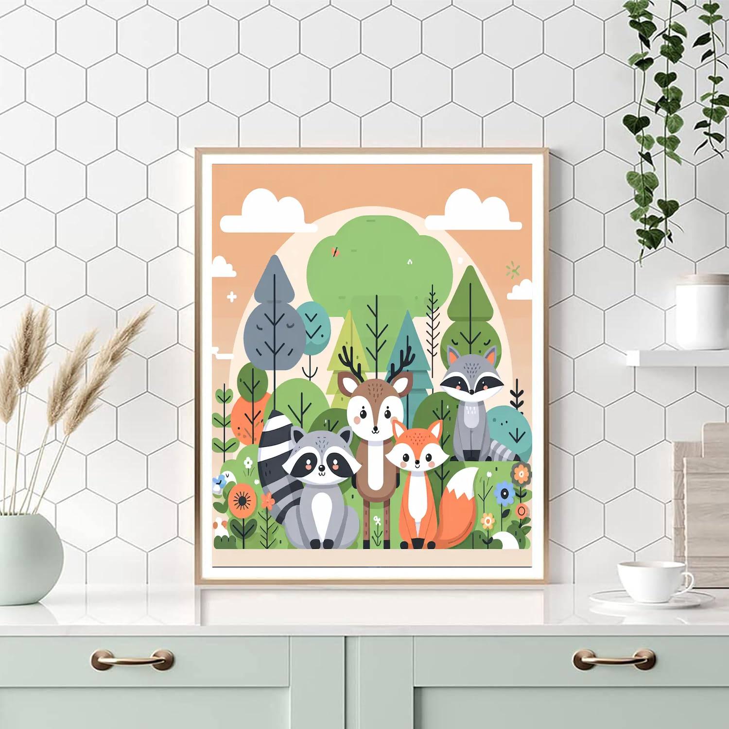 Playful Pals Of The Forest Paint By Numbers Art