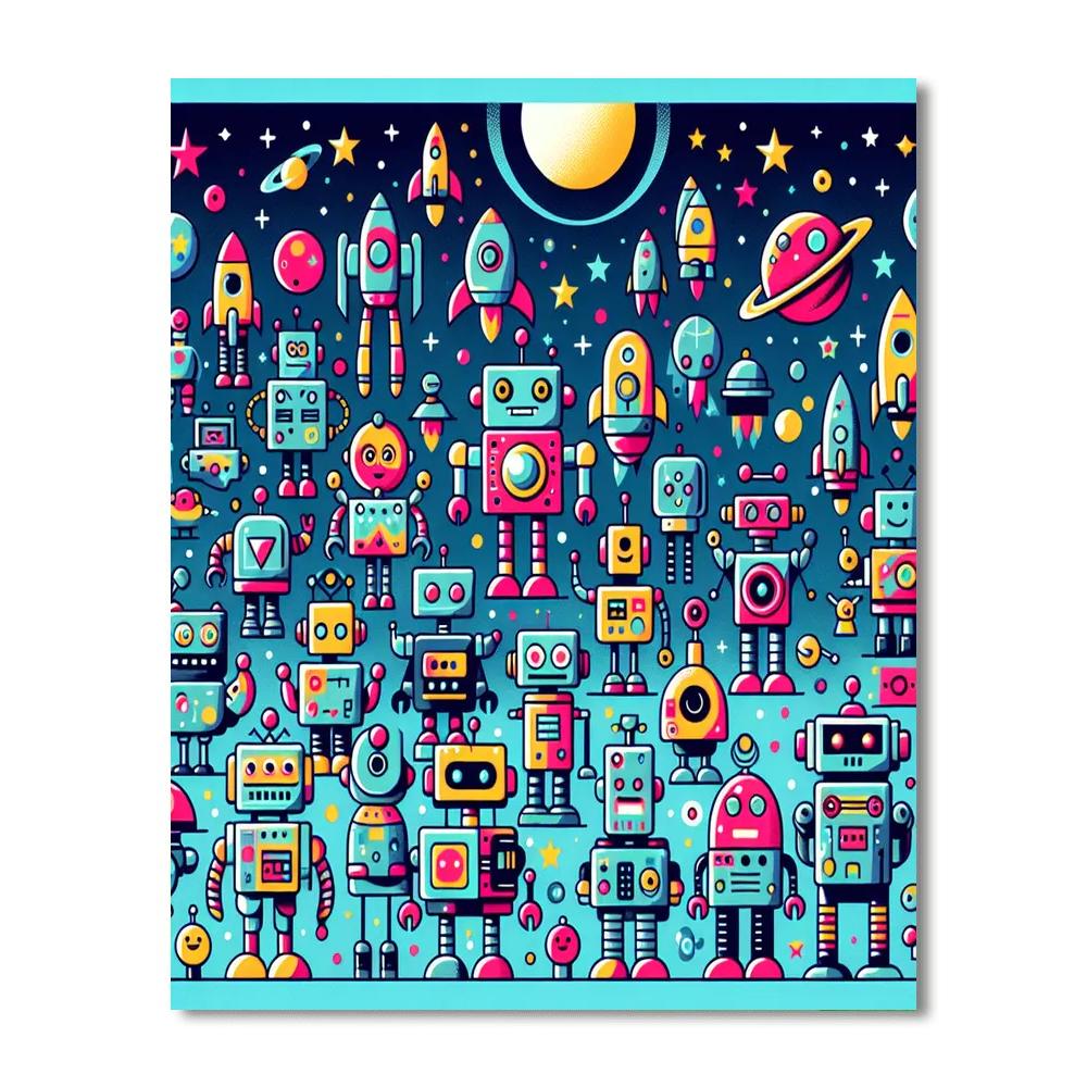Galactic Robot Party Numbered Painting Kits