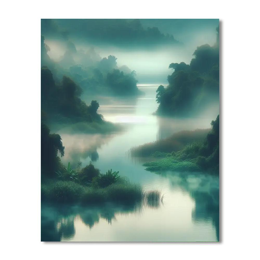 Misty River Reflections Number Painting