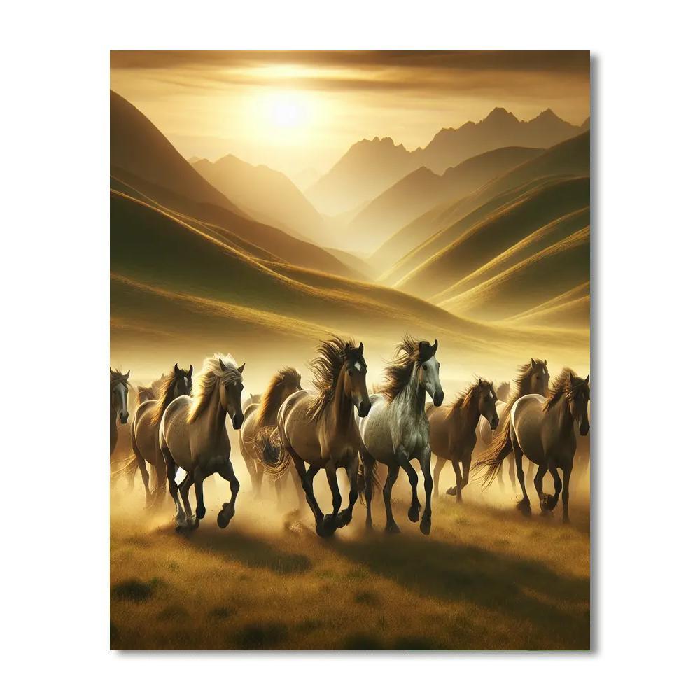 Wild Horses Galloping Paint By Numbers Art