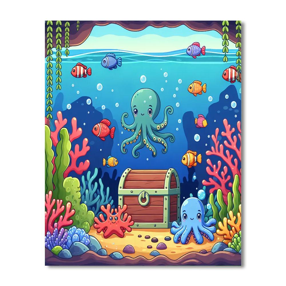 Underwater Treasure Cove Painting Number Kit