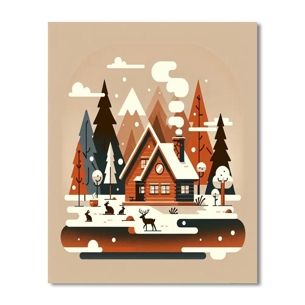 Winter Cabin Cozy Up Paint By Numbers
