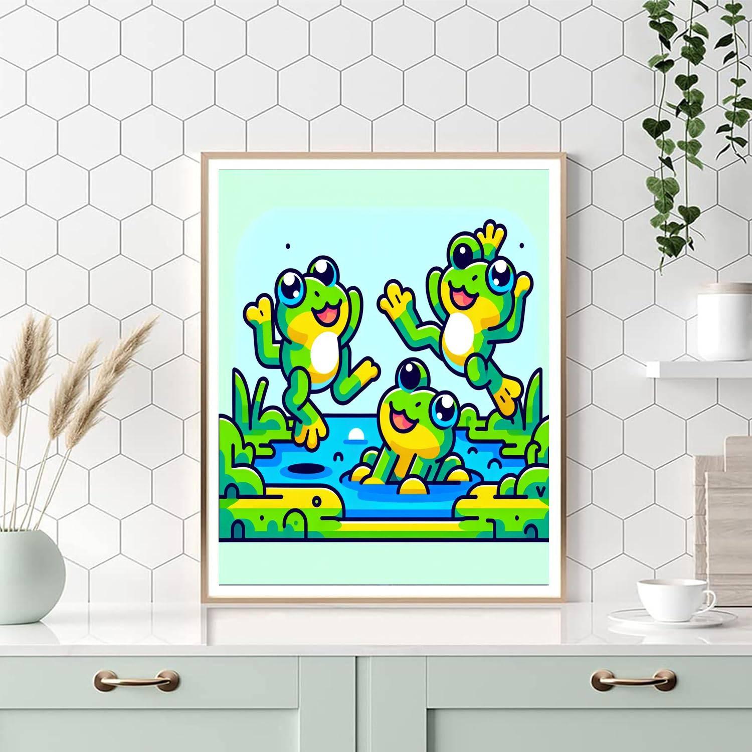 Playful Garden Frogs Paint By Number