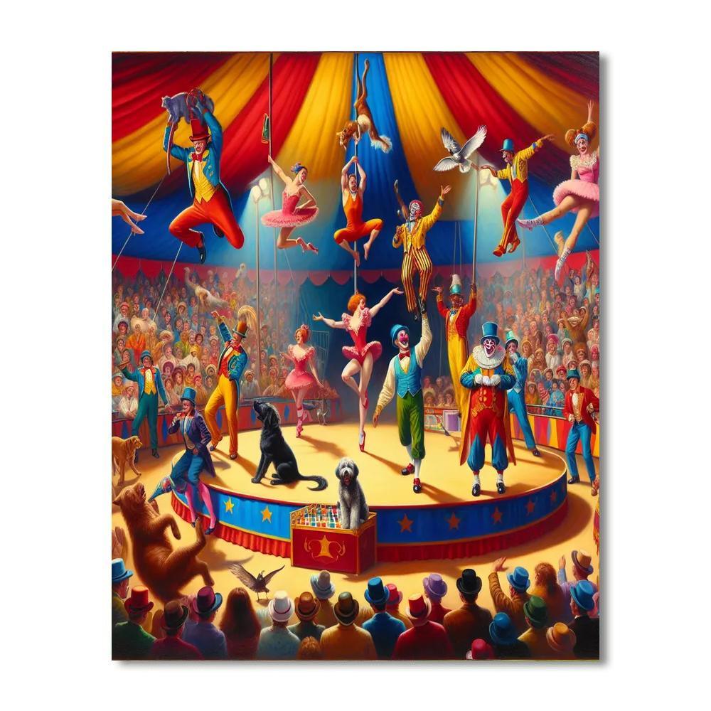 Lively Circus Performance Paint By Numbers Art