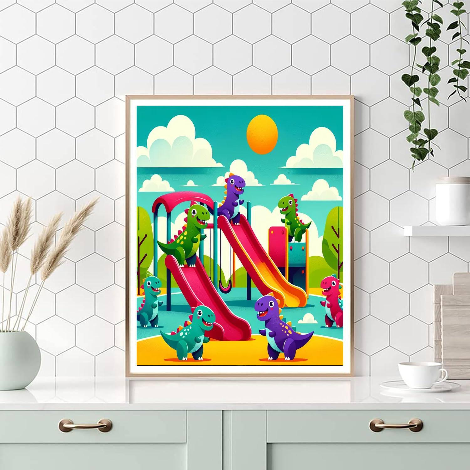 Joyful Dinosaur Playground Paint By Color