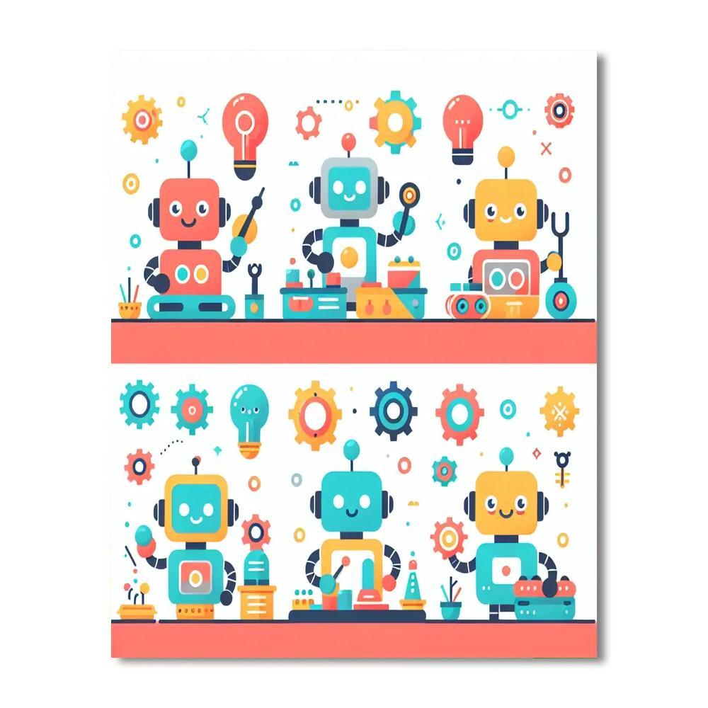 Inventive Robot Builders Paint By Numbers Art