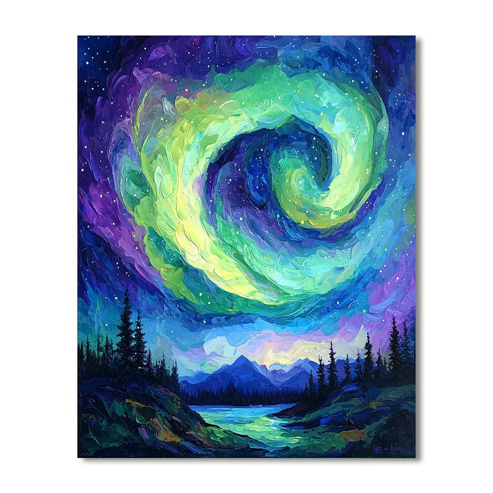 Georges Seurat Inspired Aurora Illumination  Number Painting