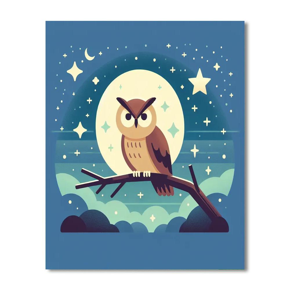 Charming Owl's Night Watch Numbered Painting Kits