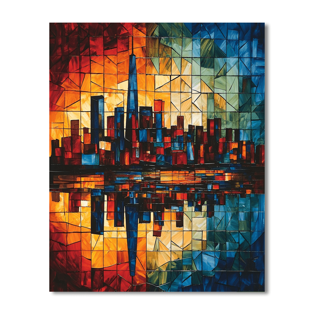 Pablo Picasso Inspired Cubist Night Skyline  Paint By Numbers Kits