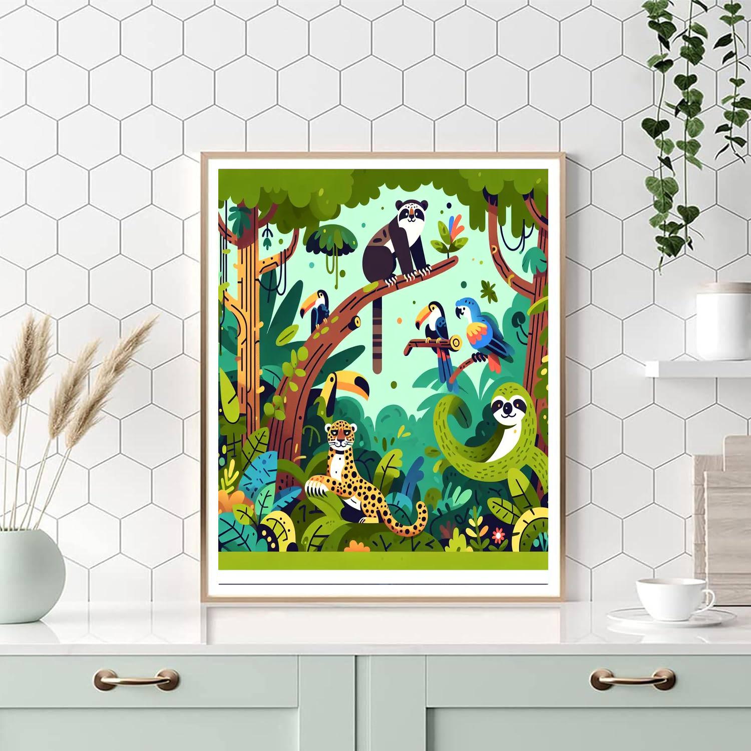 Rainforest Wildlife Adventure Paint By Numbers Art