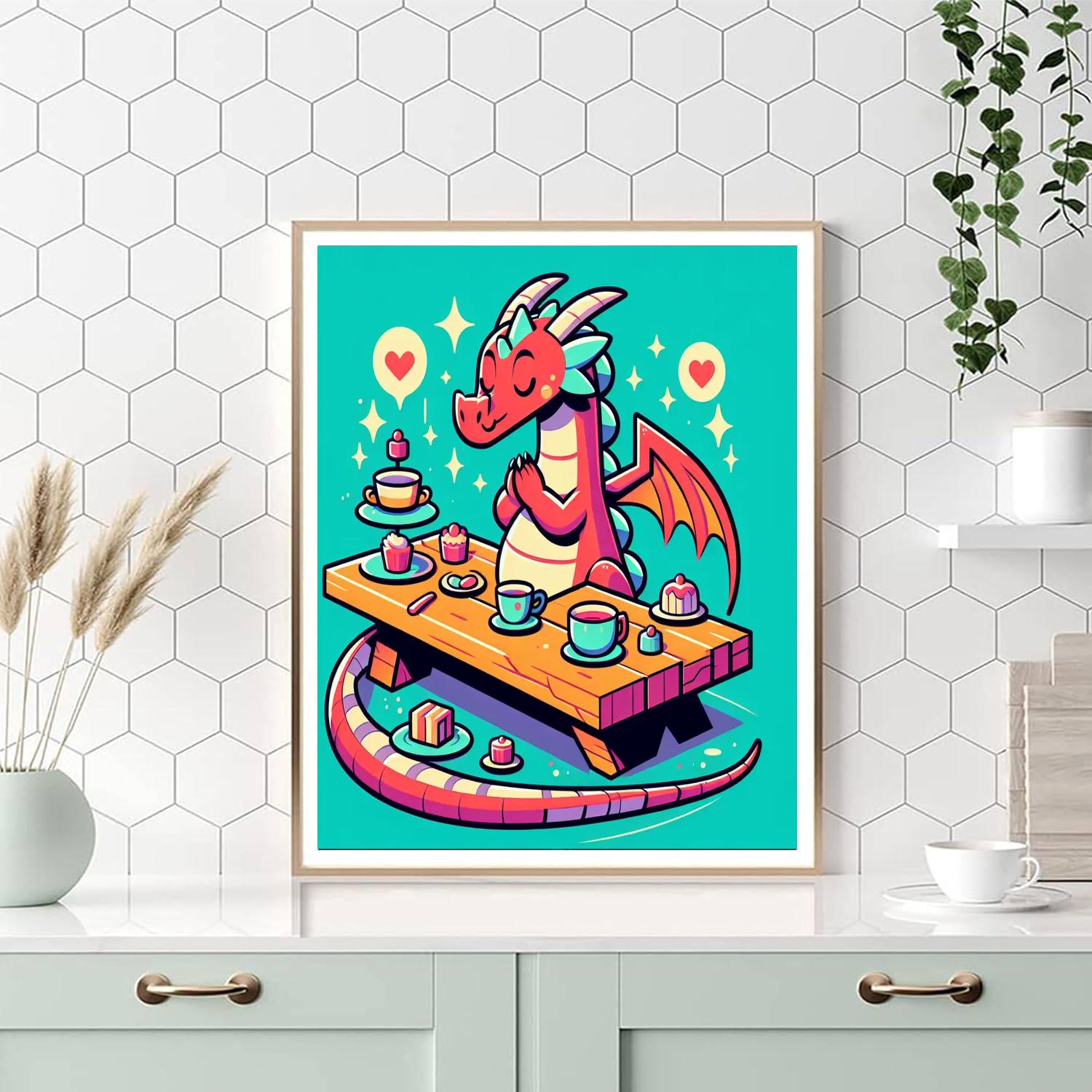 Charming Dragon's Tea Party Numbered Painting Kits