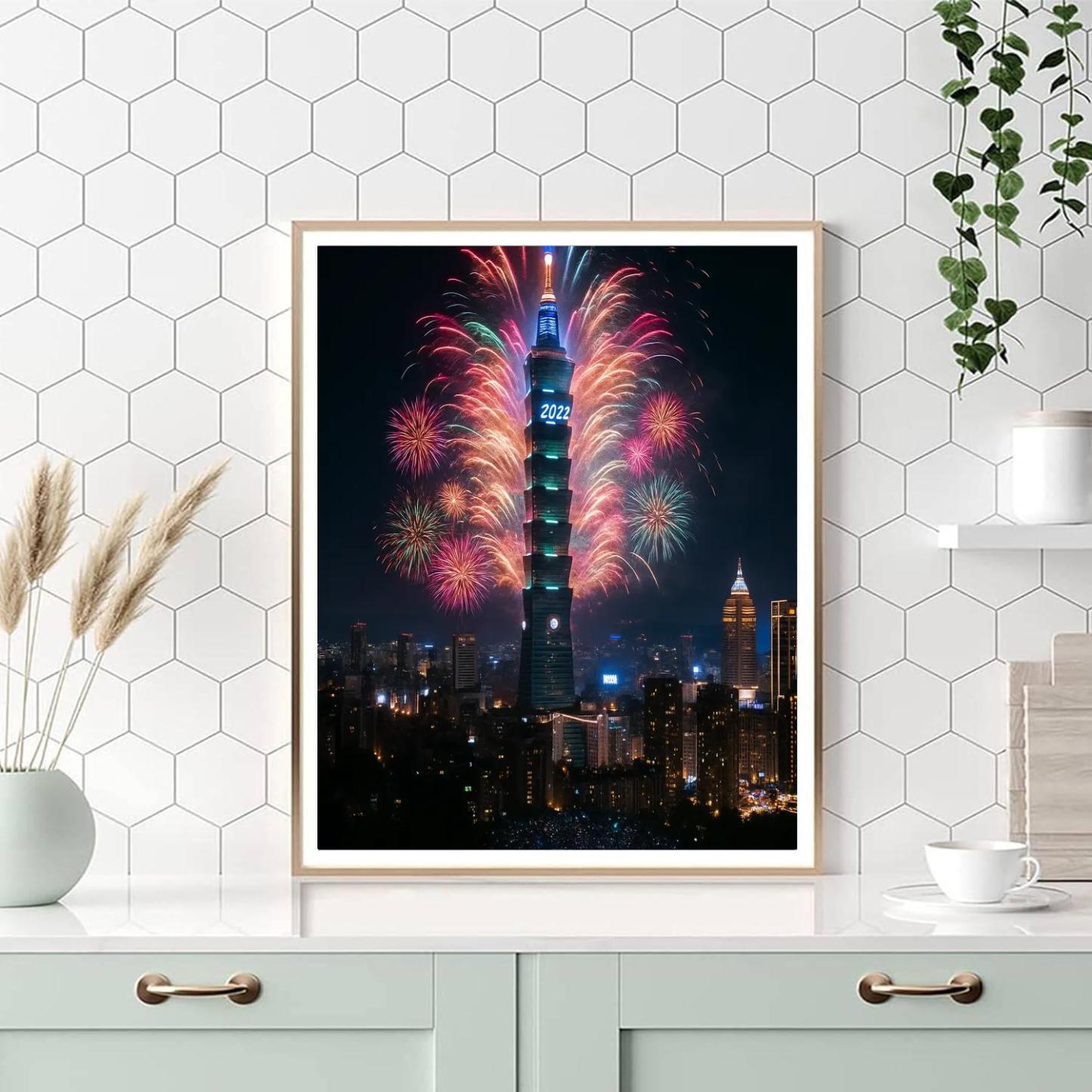 Taipei 101 New Year Fireworks - Taiwan Paint By Number