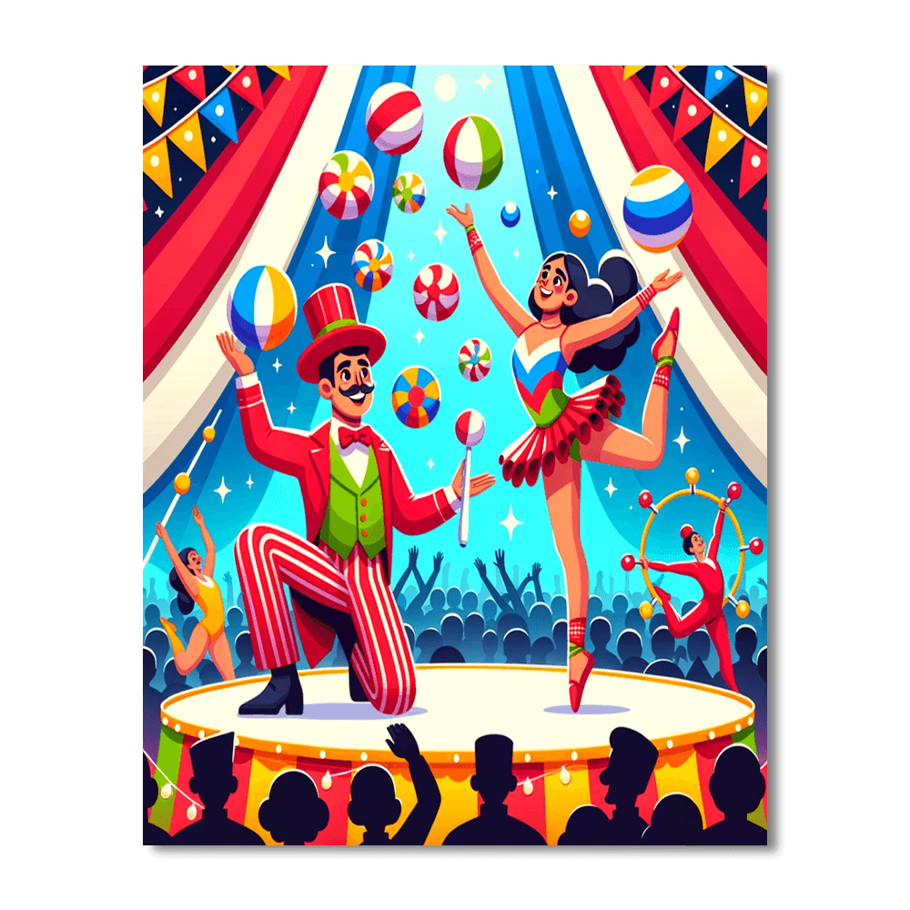 Jolly Circus Performers DIY Paint By Numbers