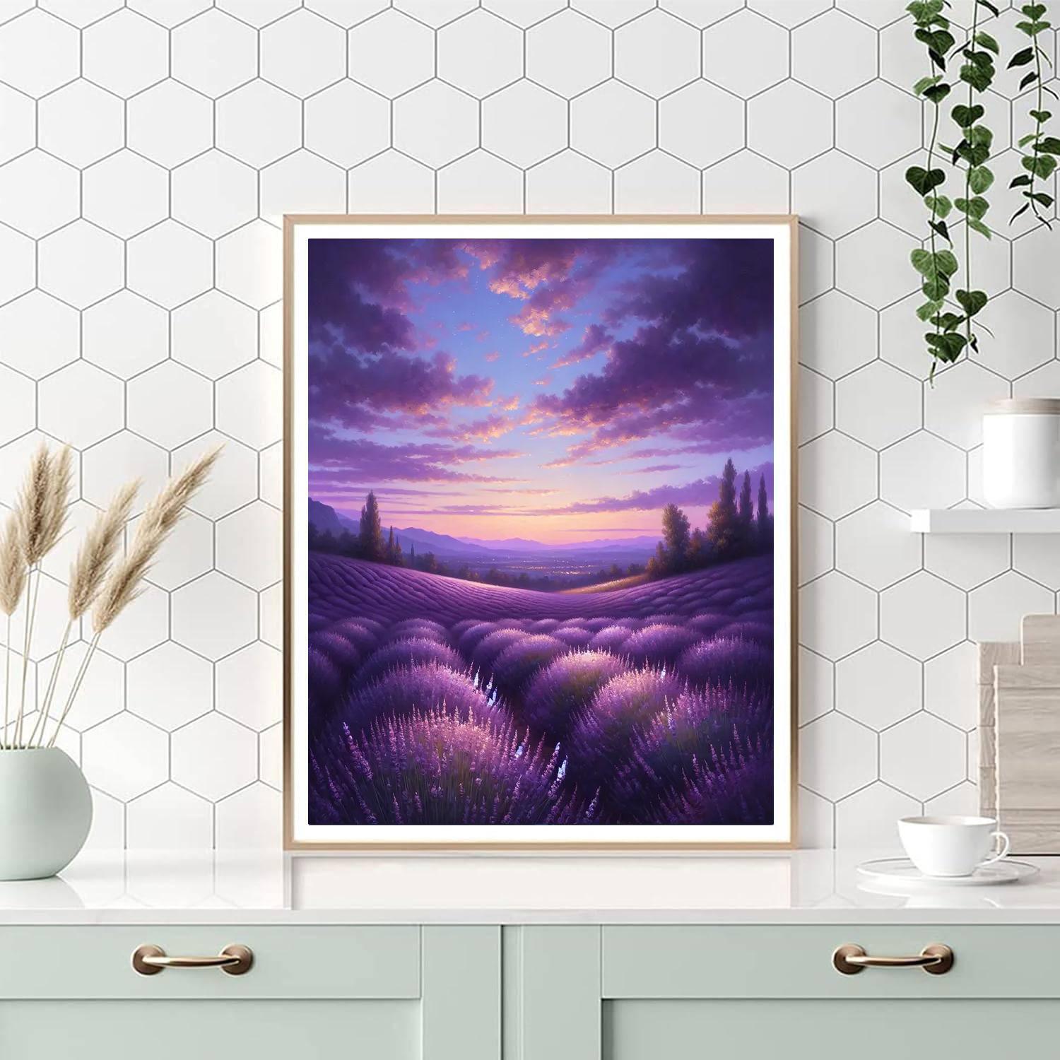 Peaceful Lavender Fields At Dusk Numbered Painting Kits