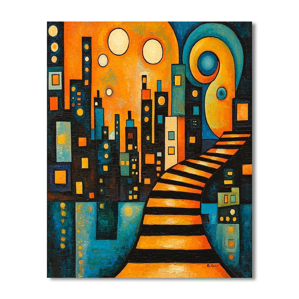 Wassily Kandinsky Inspired Rhythm Of The City At Dusk  Numbered Painting Kits