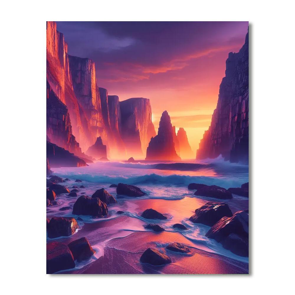 Sunset Serenade Over Cliffs Painting By Numbers Kit