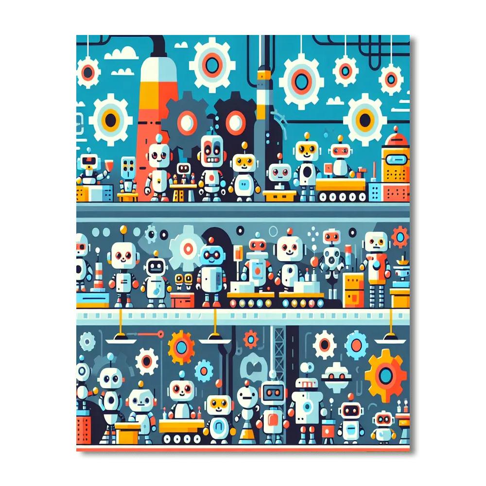 Robots' Imaginative Factory Painting By Numbers Kit