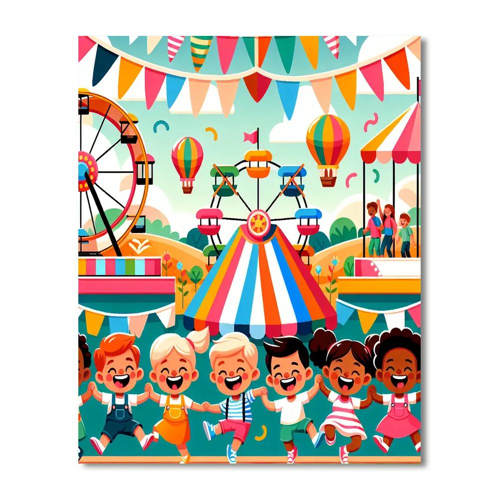 Charming Children's Carnival Paint By Numbers Art