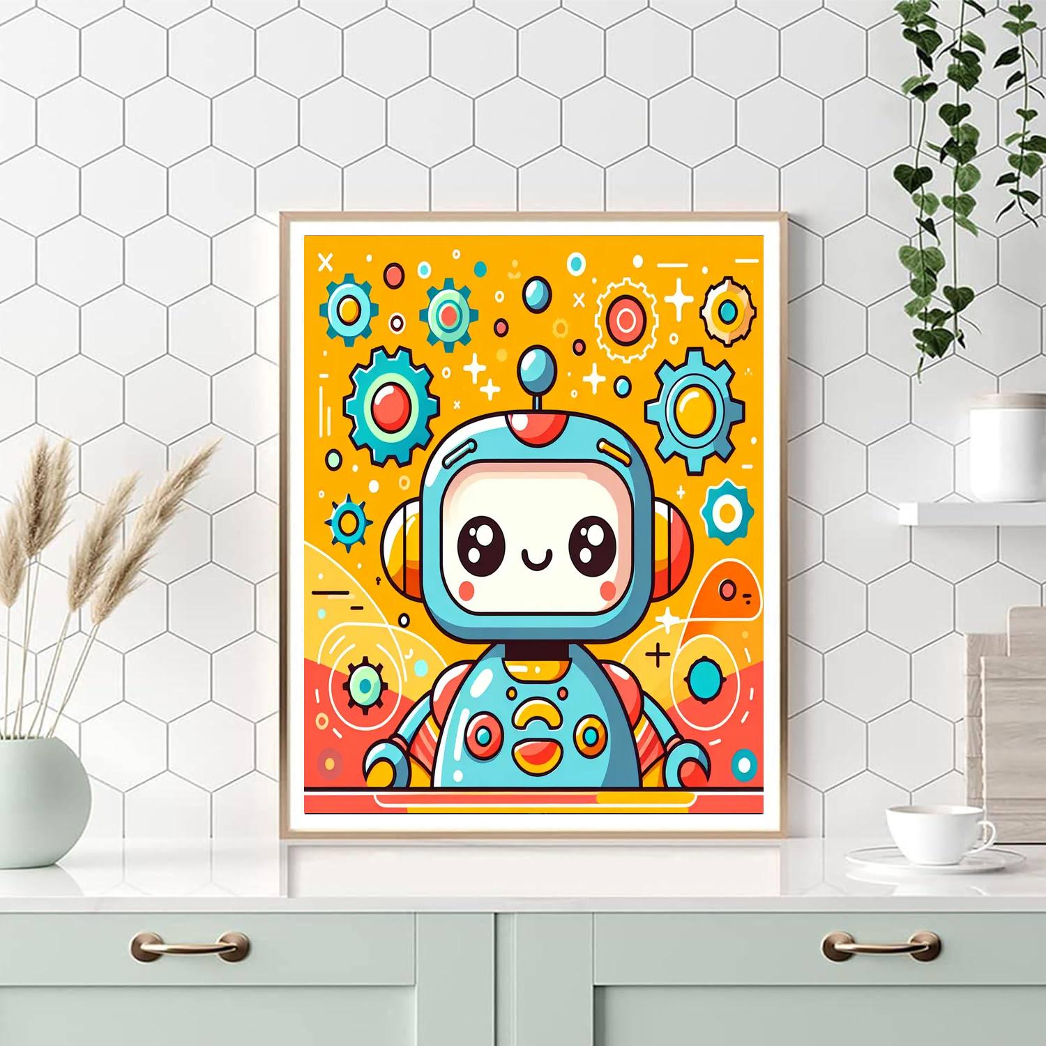 Cute Robot Numbered Painting Kits