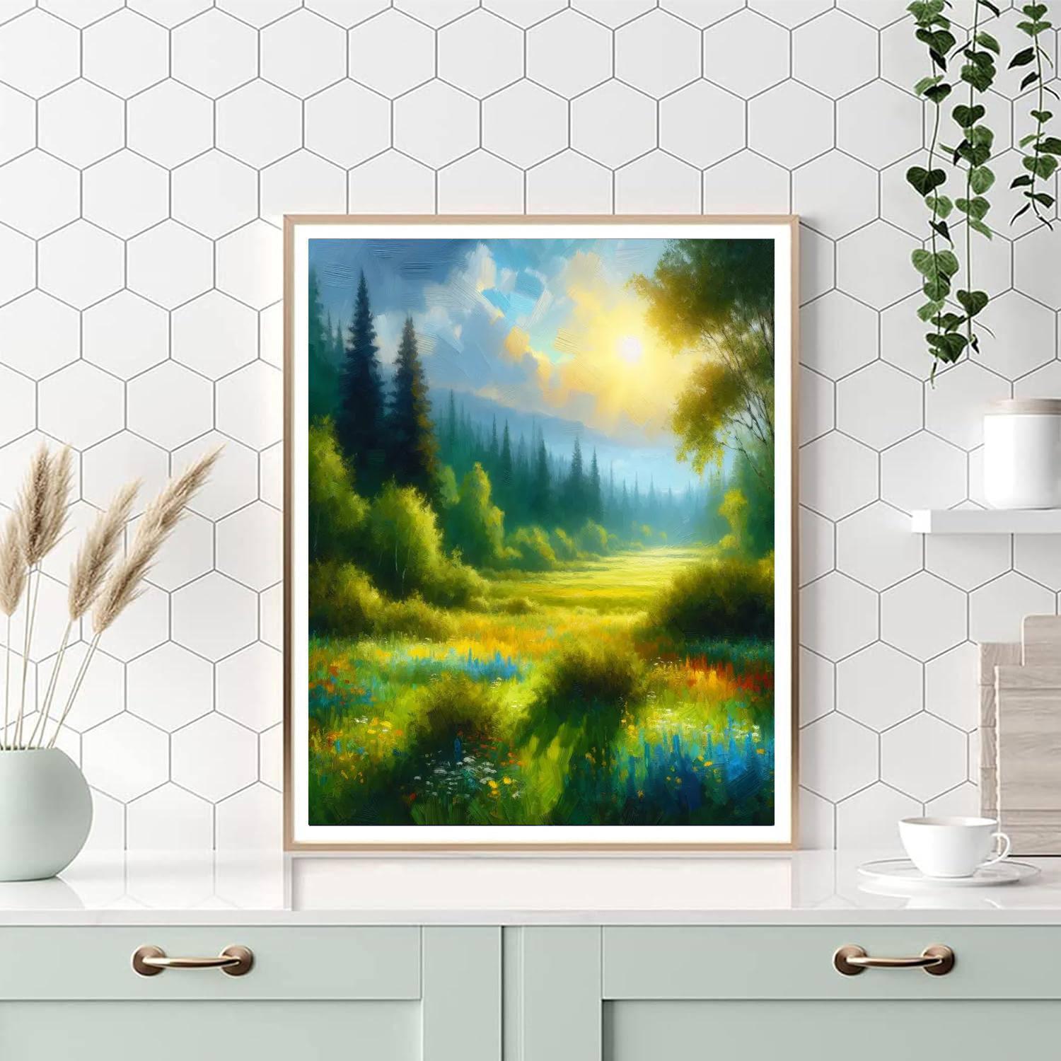 Sunlit Meadow Scenery Paint By Numbers Kits