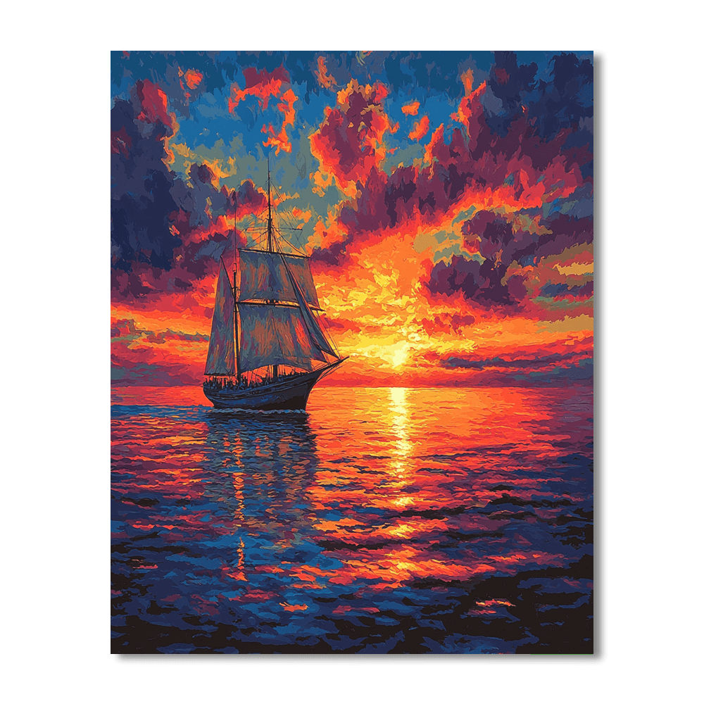 J.M.W. Turner Inspired Seaside Sunset Splendor  Numbered Painting Kits