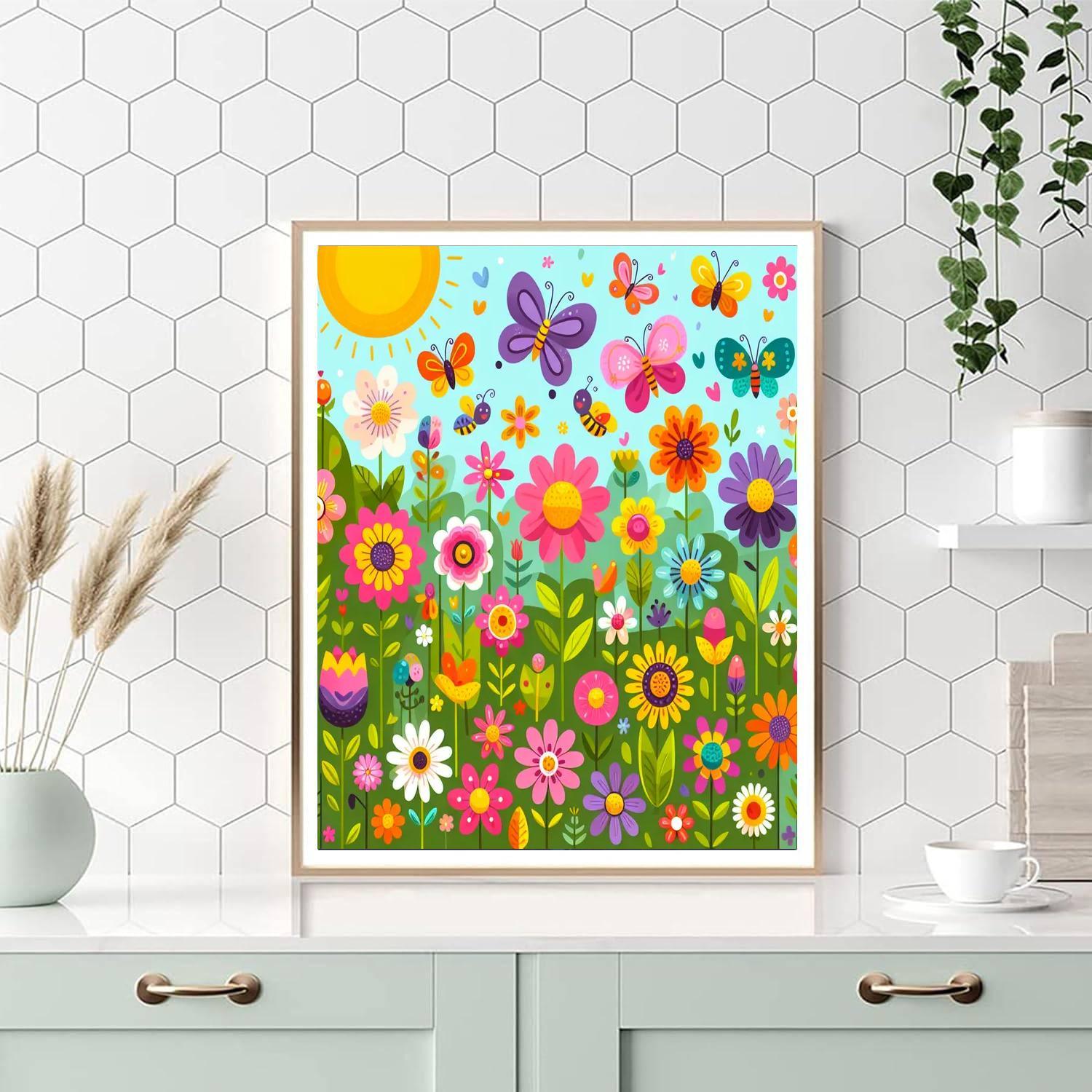 Dazzling Flower Garden Number Painting