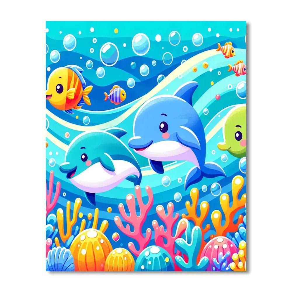 Splashing Sea Creatures Painting Number Kit