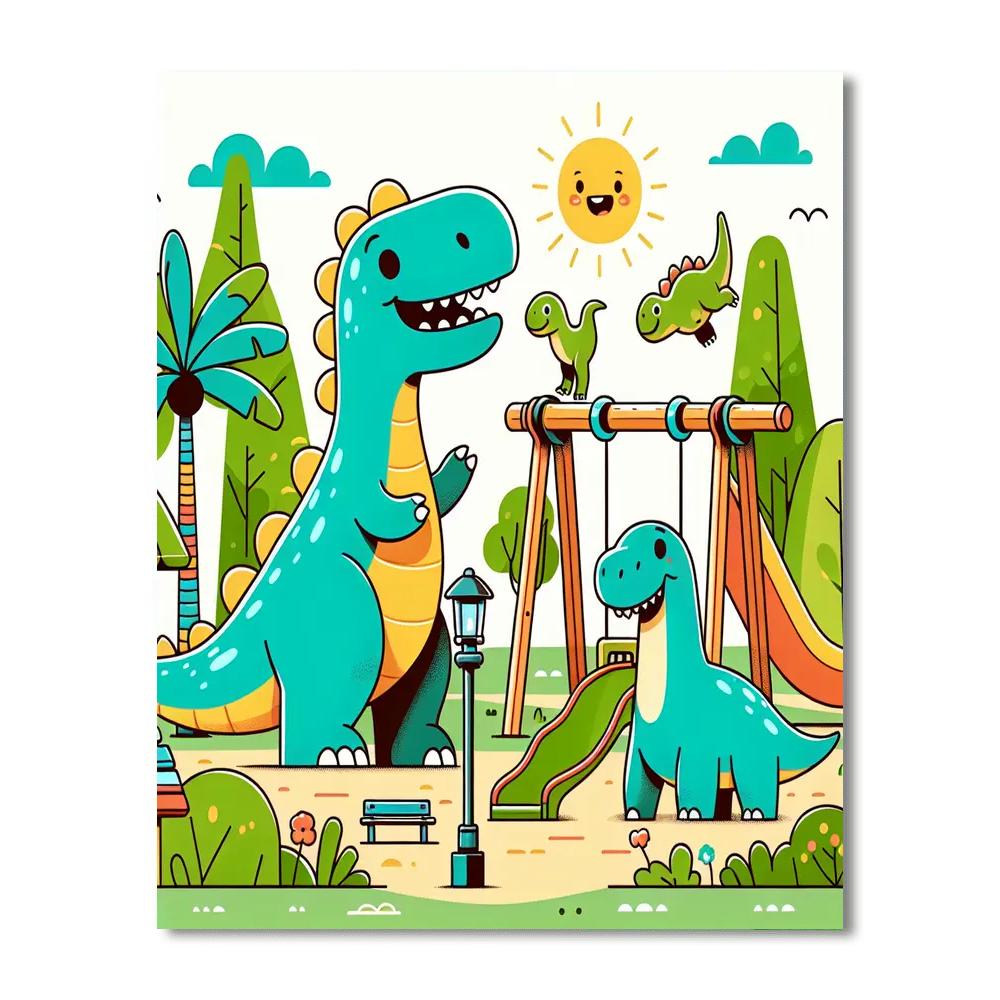 Friendly Dinosaur's Playground Numbered Painting Kits