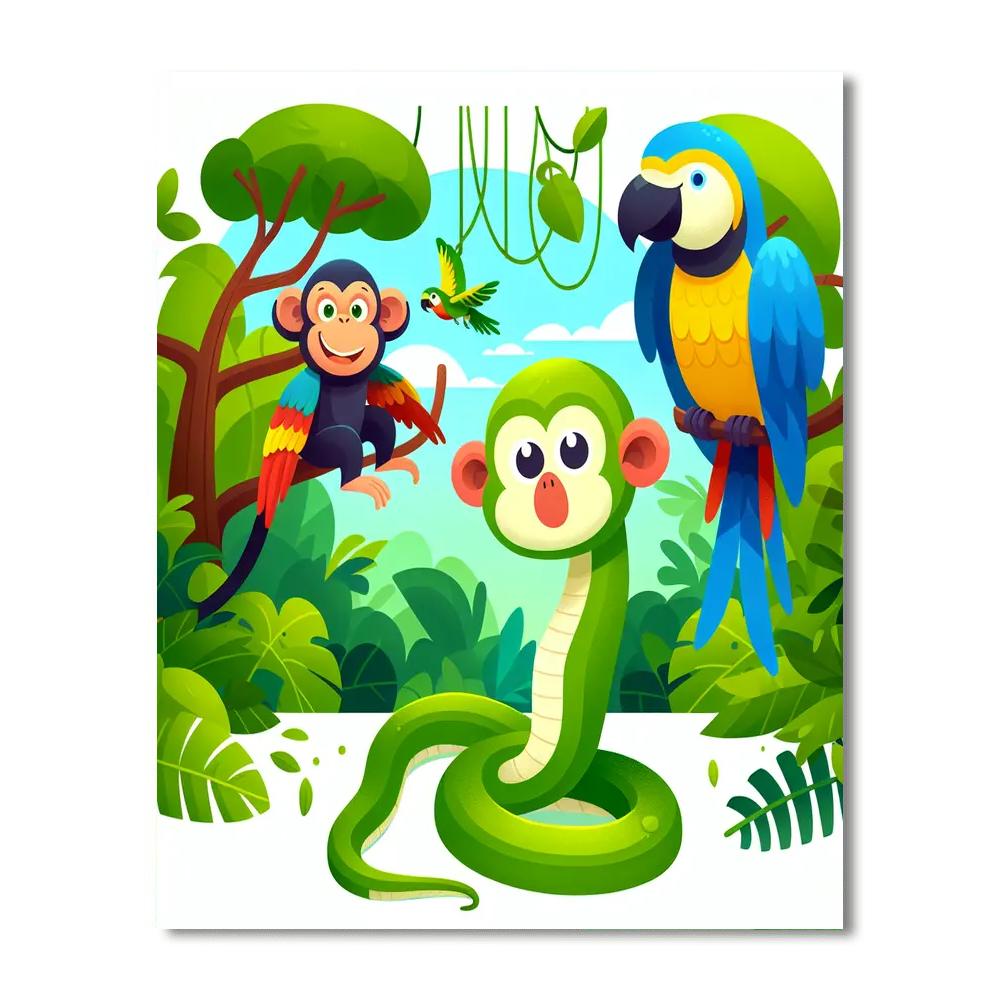 Joyful Rainforest Ramble Number Painting