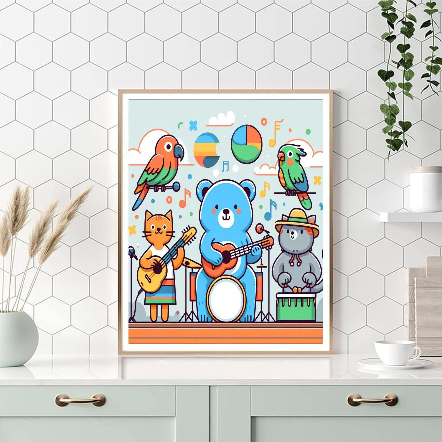 Cheerful Music Band Number Painting
