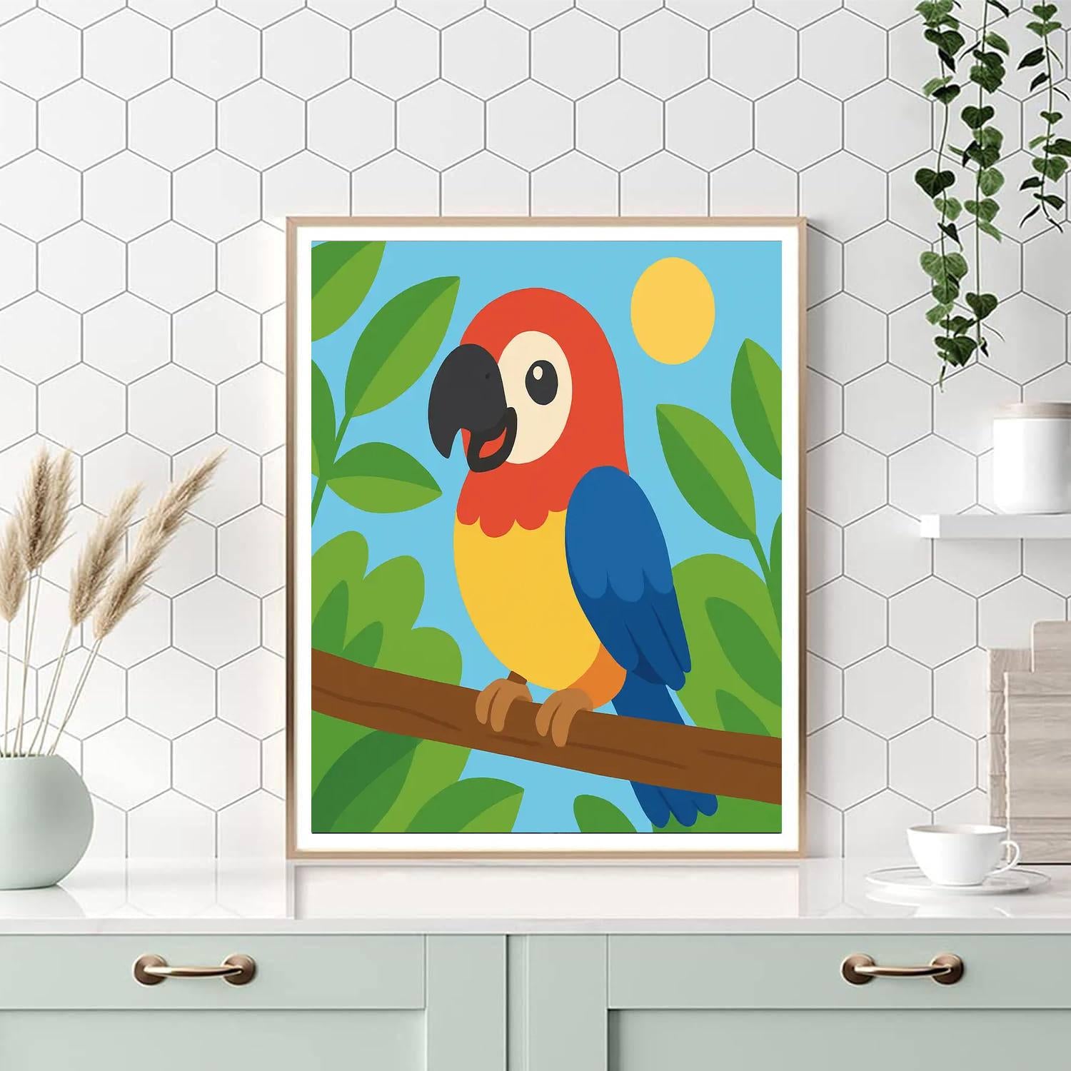 Brightly Coloured Parrot Painting By Numbers Kit
