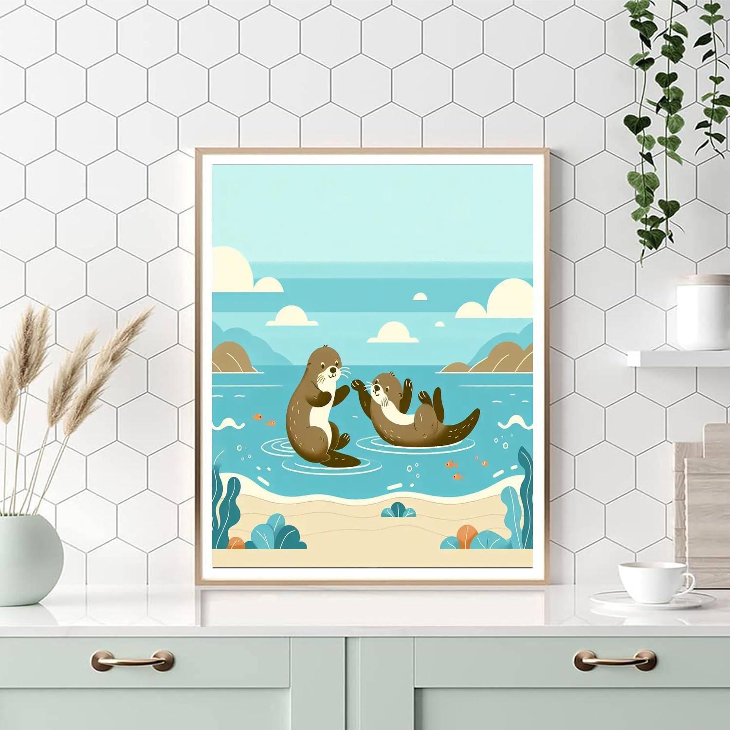 Silly Sea Otter Frolic Paint By Numbers Kits