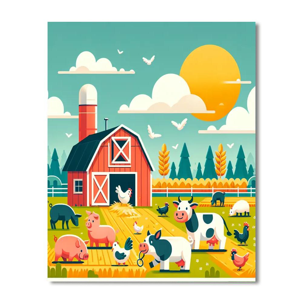 Adventurous Farmyard Friends Paint By Numbers Art