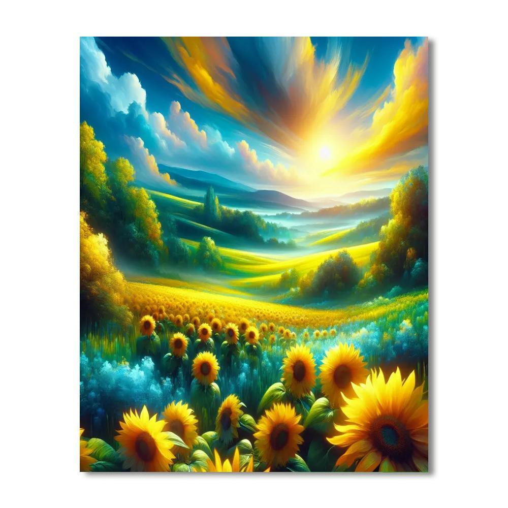 Sunflower's Radiant Bloom Painting By Numbers Kit