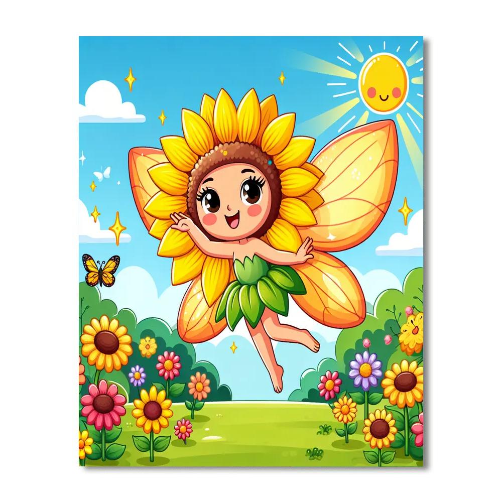 Bright Sunflower Fairy Painting By Numbers Kit