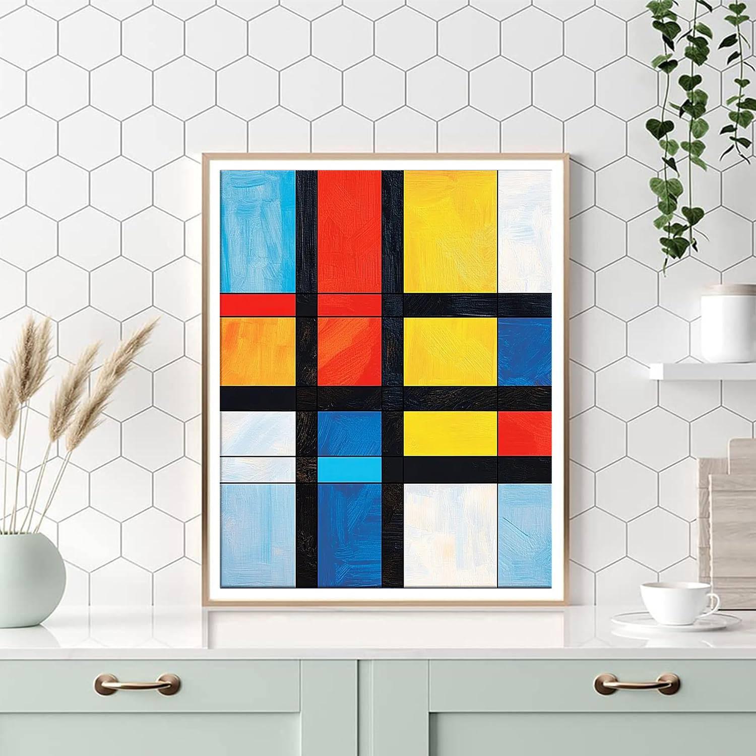 Piet Mondrian Inspired Modern Geometric Delight  Paint By Numbers