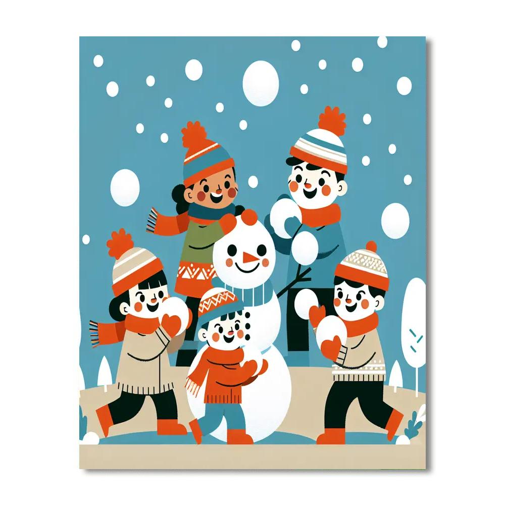 Winter Wonderland Snowball Fight DIY Paint By Numbers