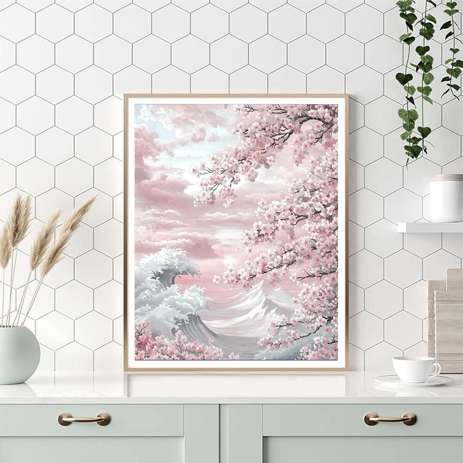 Hokusai Inspired Japanese Cherry Blossoms  Paint By Numbers