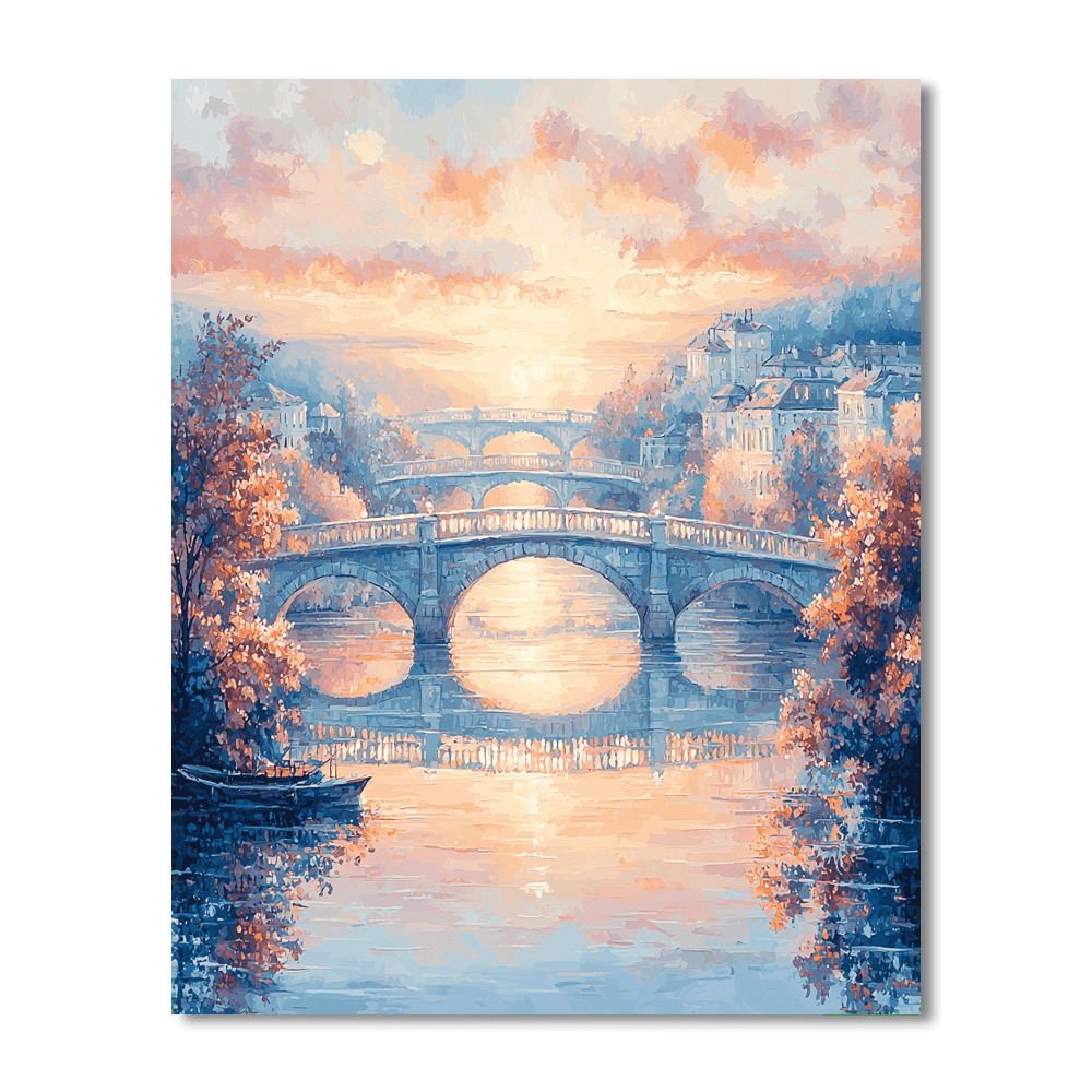 Claude Monet Inspired Dawn Over City Bridges  Paint By Numbers Kits