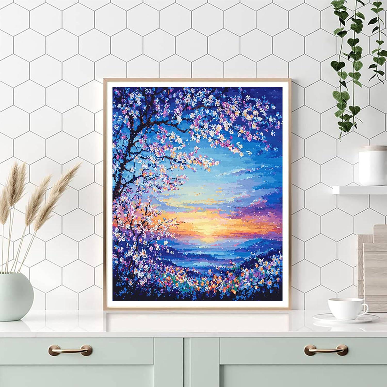 Georges Seurat Inspired Twilight Blossom Symphony  Painting Number Kit