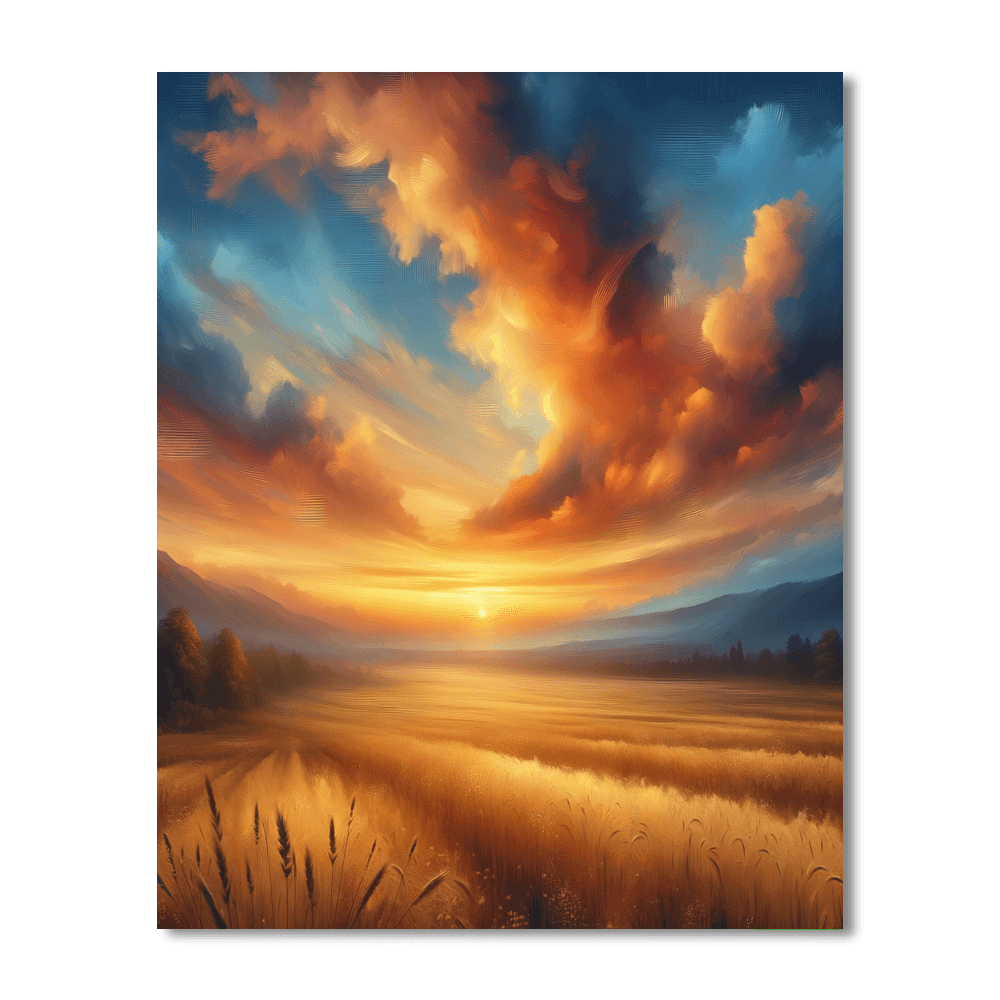 Golden Fields At Dusk Number Painting