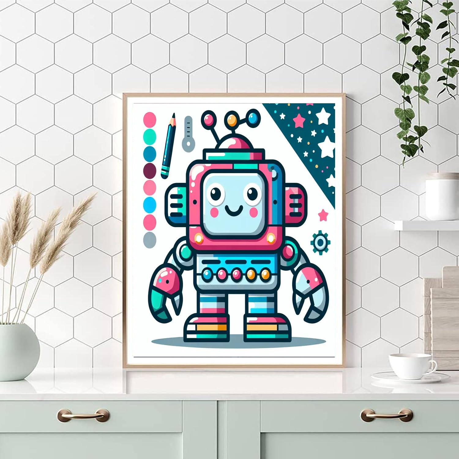 Jolly Robot Friend Paint By Numbers Art