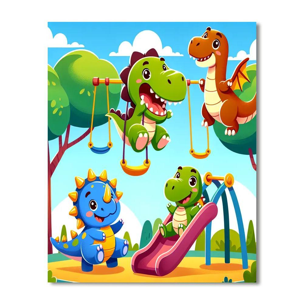 Exciting Dino Playground Paint By Numbers Kits