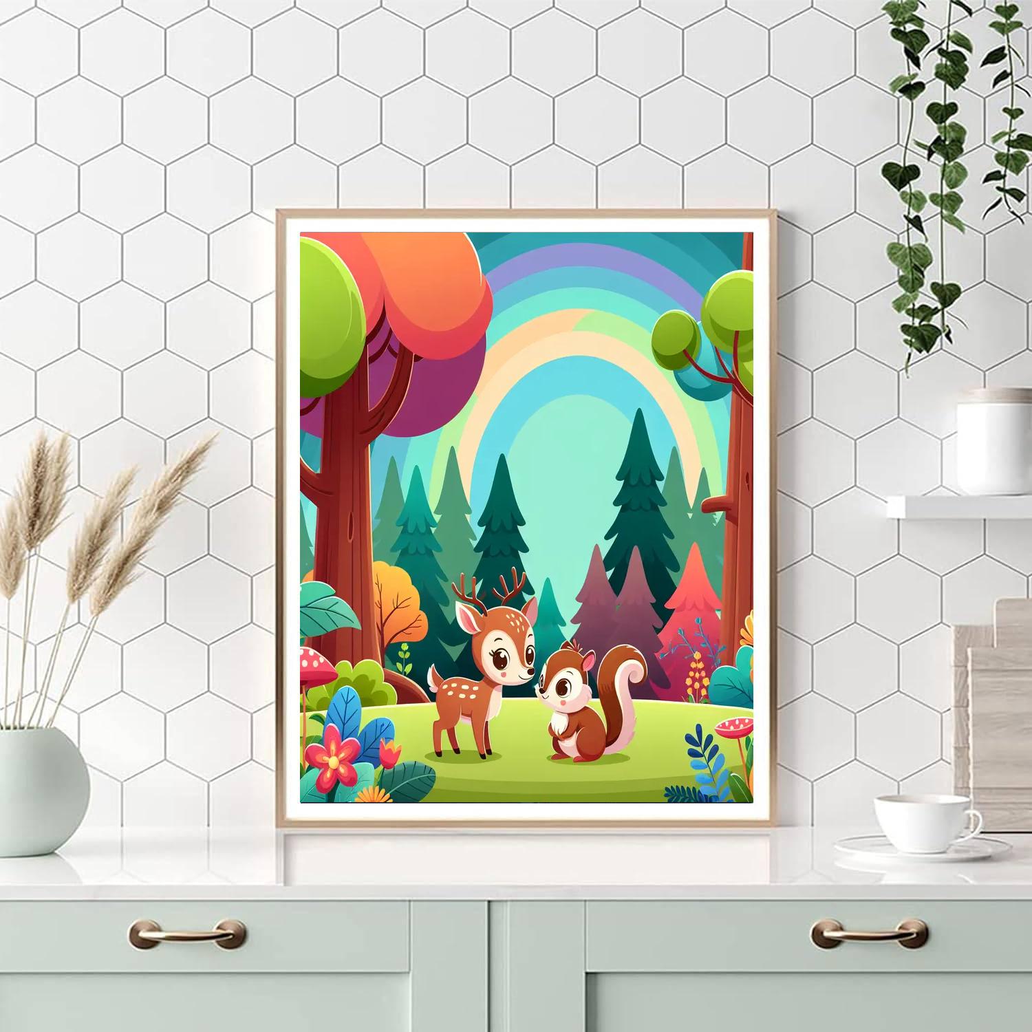 Forest Animal Sanctuary Painting Number Kit